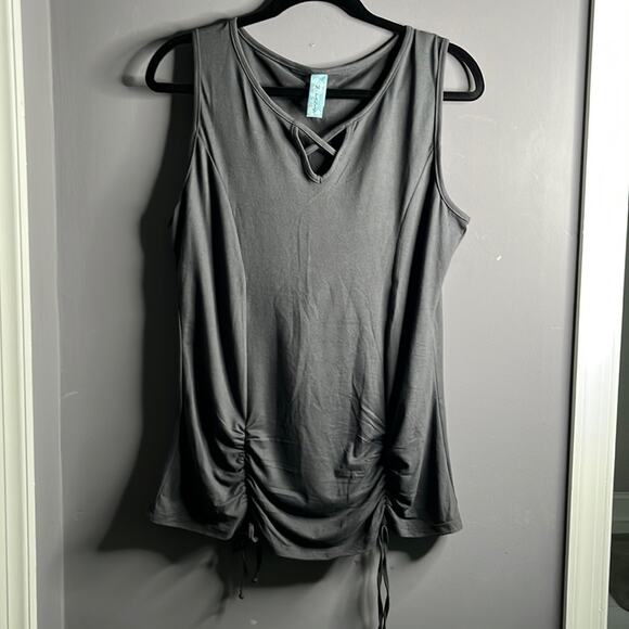 M. Fasis Dark Gray Ruching Tank Top Size Large - Picture 1 of 8